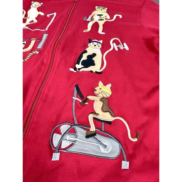 Vintage 90's Bechamel Zip Up Light Jacket Aerobic Cats Women's Medium Cotton - Picture 3 of 11